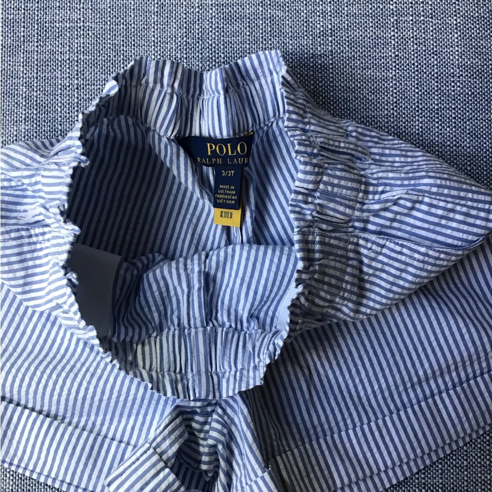 Ralph Lauren Seersucker Striped Cotton Shorts PullOn Elastic Waist - Picture 6 of 9